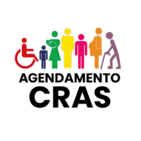 Logotipo do blog Agendamento CRAS com figuras coloridas representando pessoas diversas e o texto “Agendamento CRAS” em letras pretas.