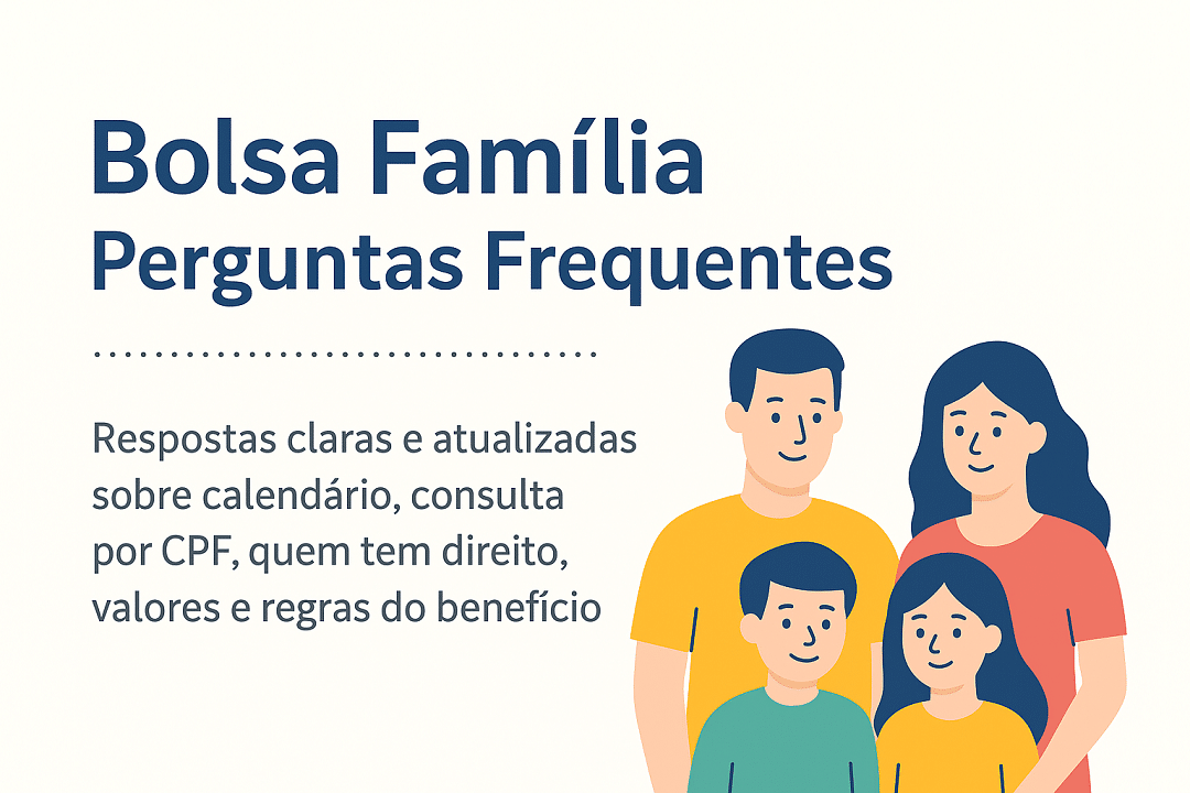 Família brasileira com crianças representando o apoio social e financeiro do programa Bolsa Família.